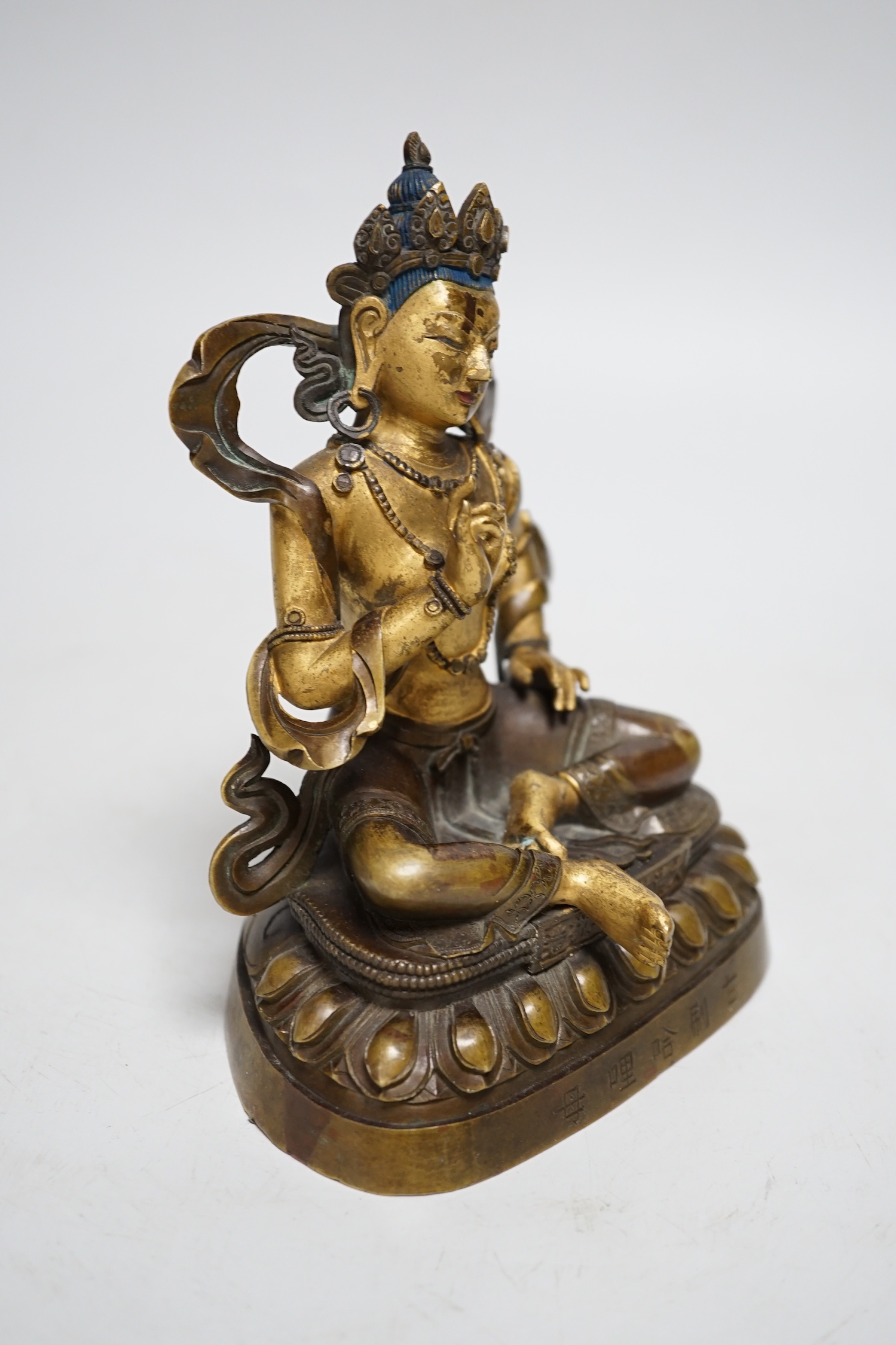 A Chinese gilt bronze figure of Green Tara, 16cm high